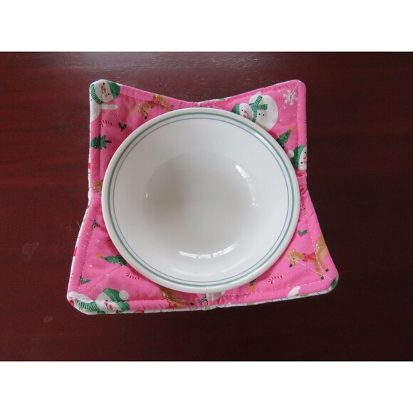 Microwave Bowl Cozy, Reversible Snowman Soup Bowl or Ice Cream Cozy - Picture 3 of 4